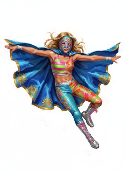 Mary's Lucha Libre Adventure - Impressionist Painting