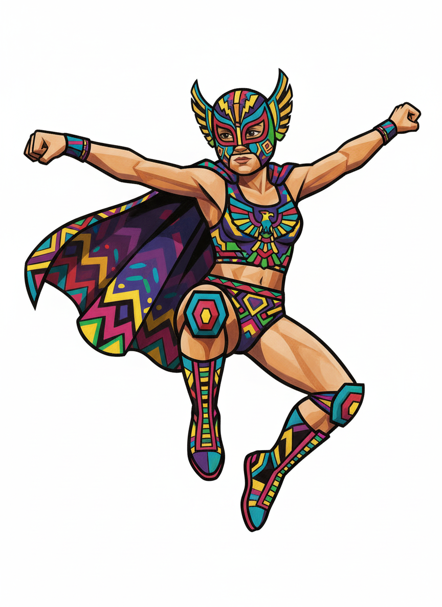 Mary the Luchadora - Cubist Painting