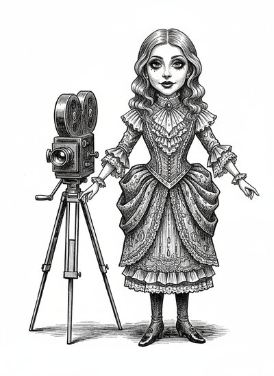Mary's Silent Film Adventure 🎥 - Victorian Illustration