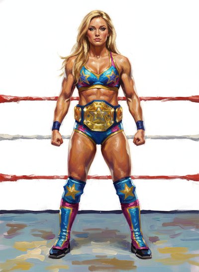 Mary's Wrestling Wonder - Impressionist Painting