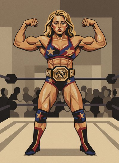 Mary's Wrestling Wonder - Cubist Painting