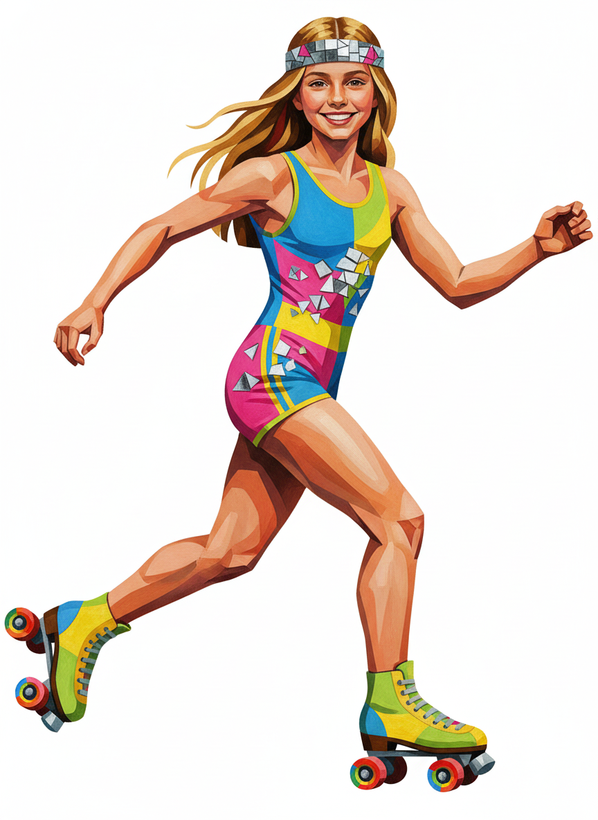 Mary the Disco Skater - Cubist Painting