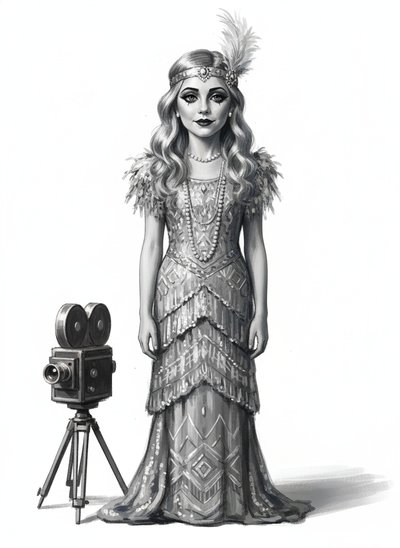 Mary's Silent Film Adventure 🎥 - Impressionist Painting