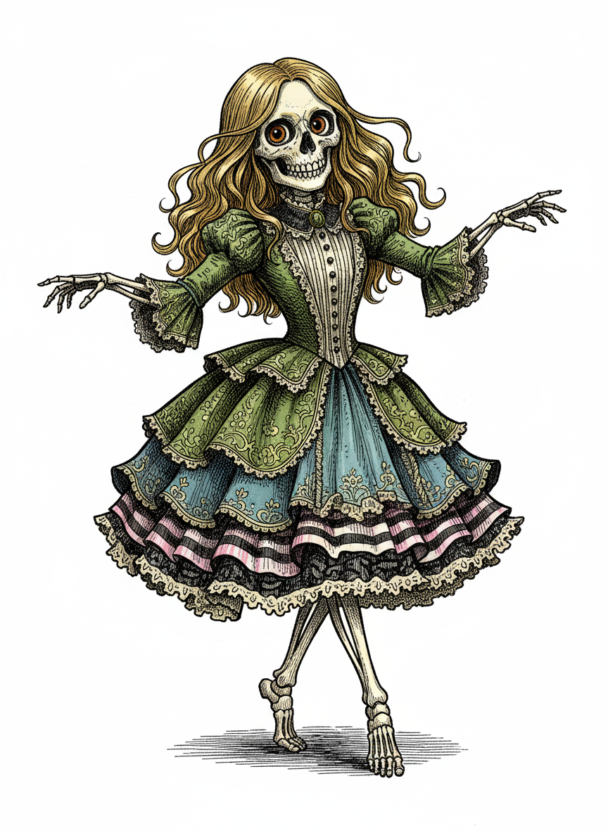 Skeleton Mary - Victorian Illustration