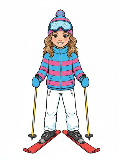 Mary's Snowy Adventures ⛷️ - Classic Coloring Book
