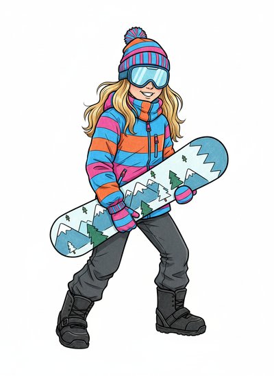 Mary's Snowboarding Adventure 🎿 - Classic Coloring Book