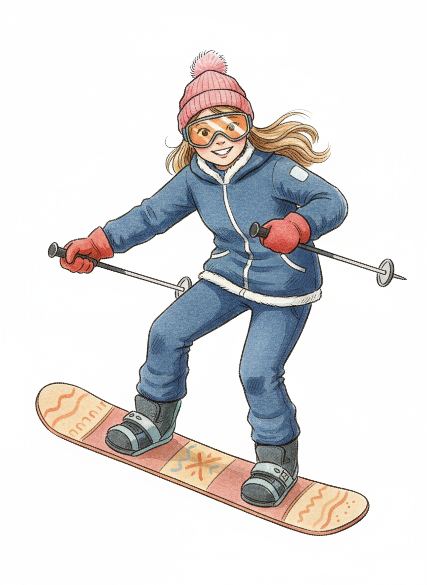 Snowboarder Mary - Gentle Pencil