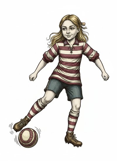 Mary's Soccer Star Dreams ⚽️ - Victorian Illustration