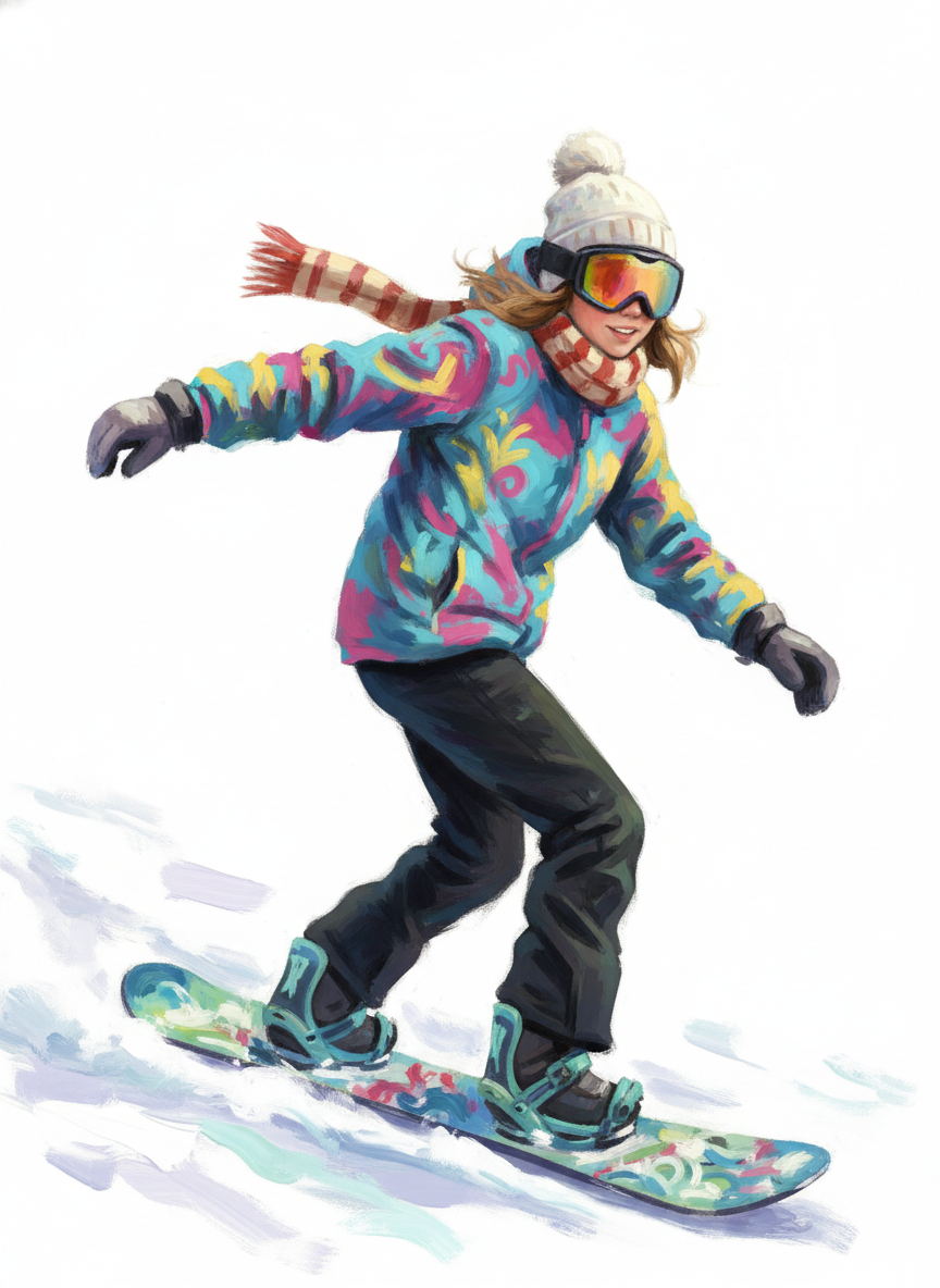 Snowboarder Mary - Impressionist Painting