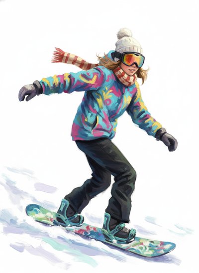 Mary's Snowboarding Adventure 🎿 - Impressionist Painting