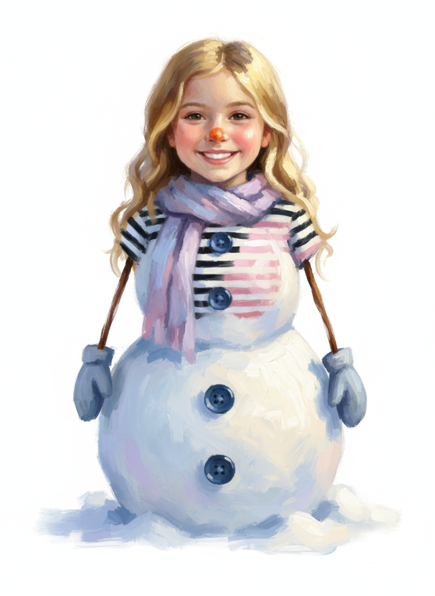 Mary the Snowgirl - Impressionist Painting