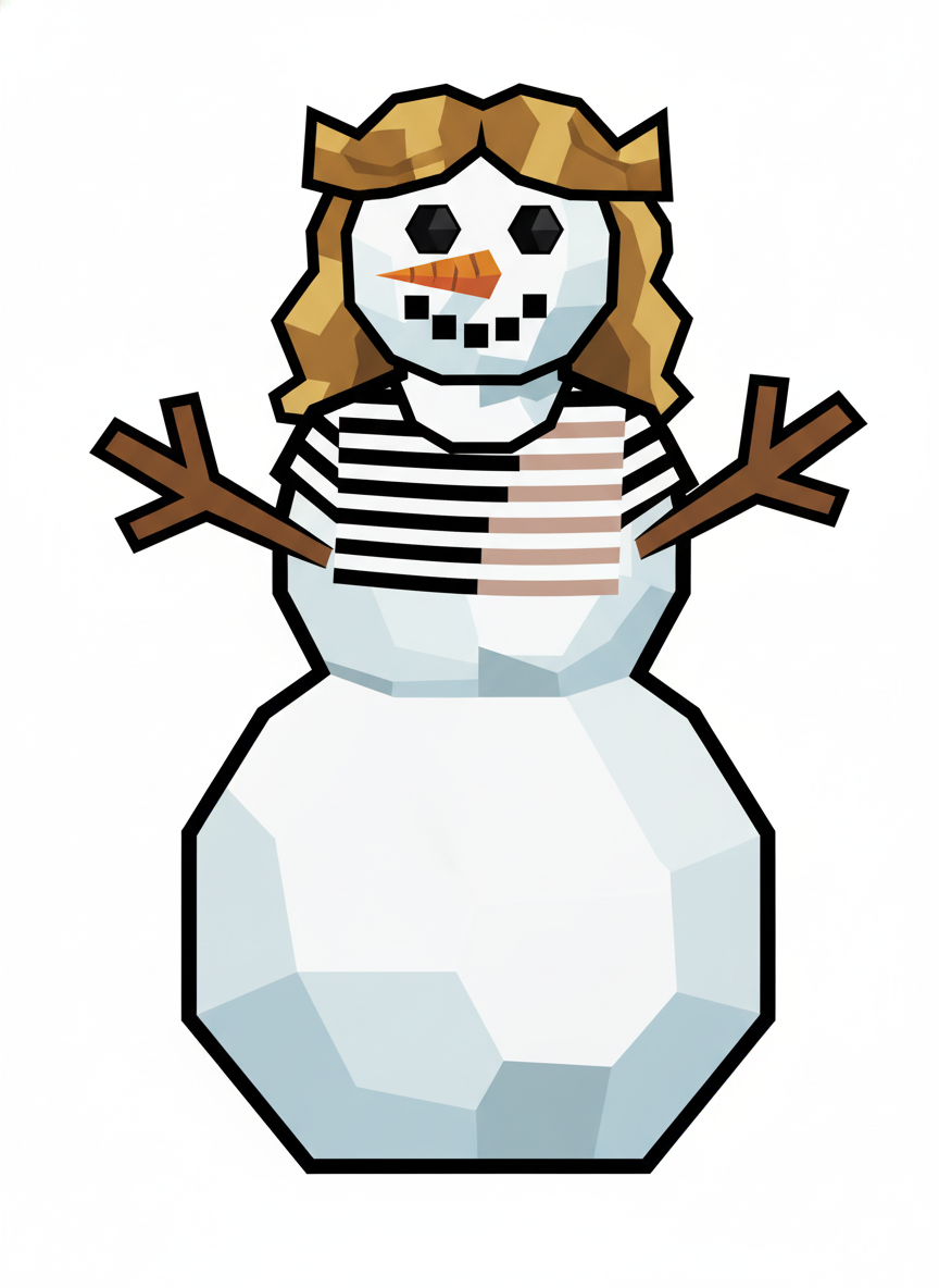 Mary the Snowgirl - Cubist Painting