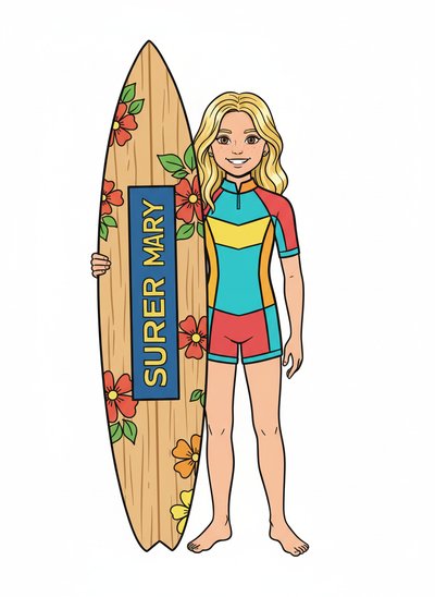 Mary's Surfing Adventure 🌊 - Classic Coloring Book