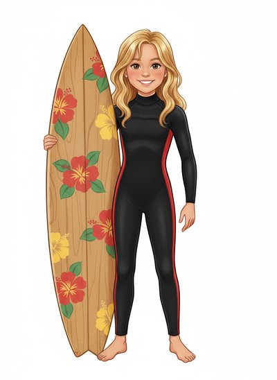 Mary's Surfing Adventure 🌊 - Vintage Storybook