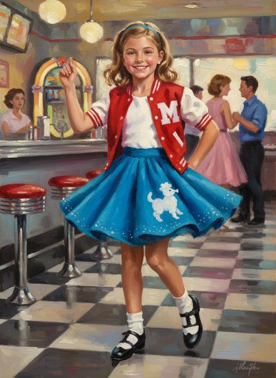 Mary's Sock Hop Adventure 🎶 - Impressionist Painting