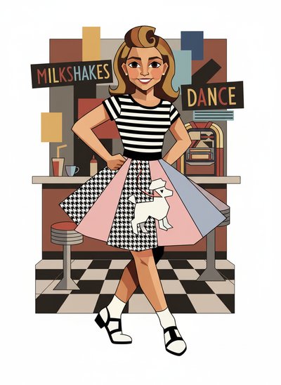 Mary's Sock Hop Adventure 🎶 - Cubist Painting