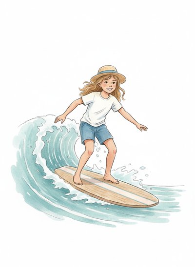 Mary's Surfing Adventure 🏄‍♀️ - Gentle Pencil