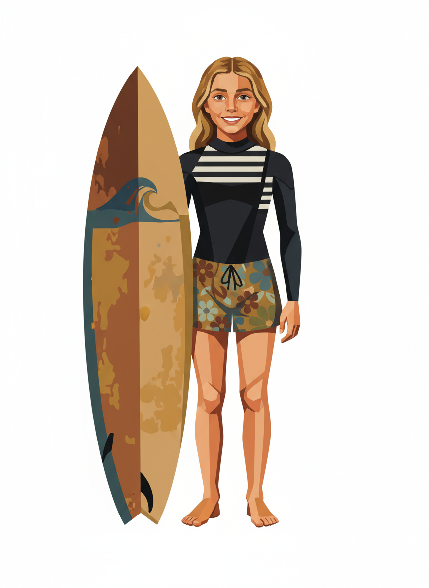 Surfer Mary - Cubist Painting