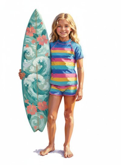 Mary's Surfing Adventure 🏄‍♀️ - Impressionist Painting