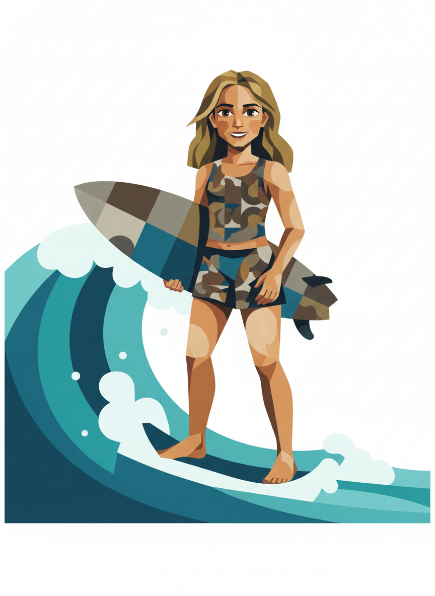 Mary the Wave Rider - Cubist Painting