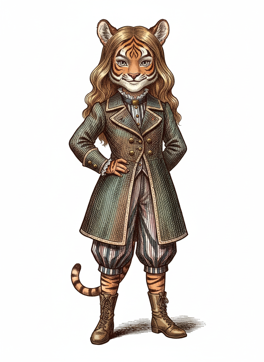 Mary the Mighty Tiger - Victorian Illustration