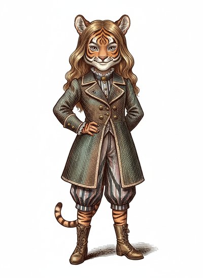 Mary's Tiger Adventure 🐯 - Victorian Illustration