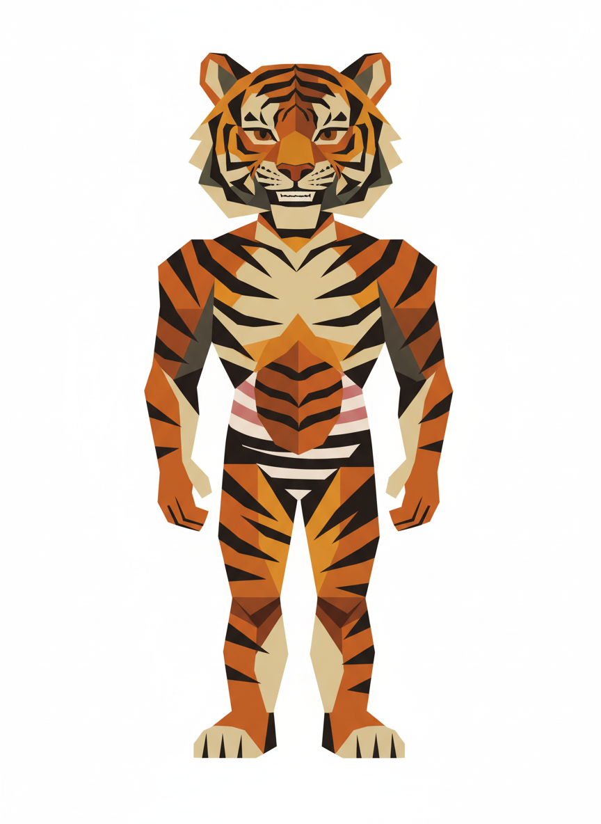 Mary the Mighty Tiger - Cubist Painting