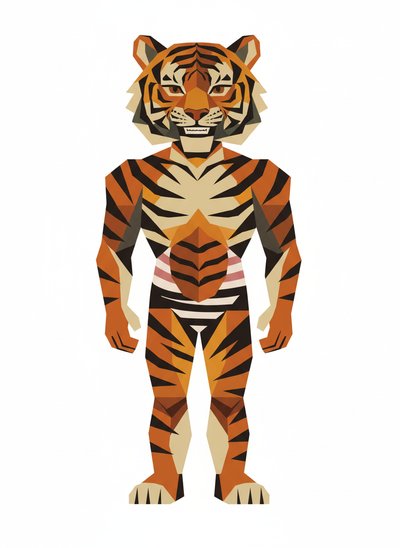 Mary's Tiger Adventure 🐯 - Cubist Painting