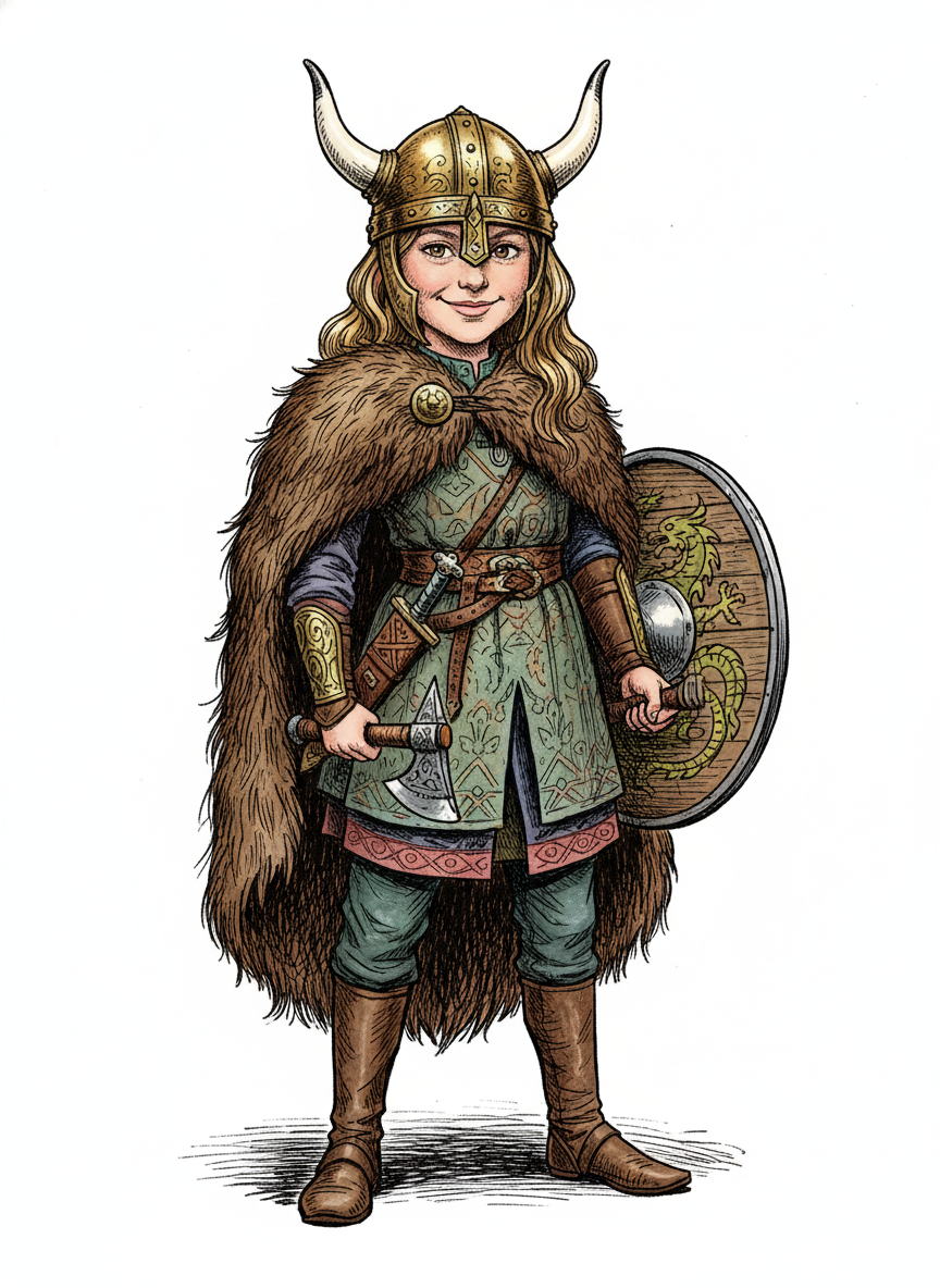 Mary the Brave Viking - Victorian Illustration