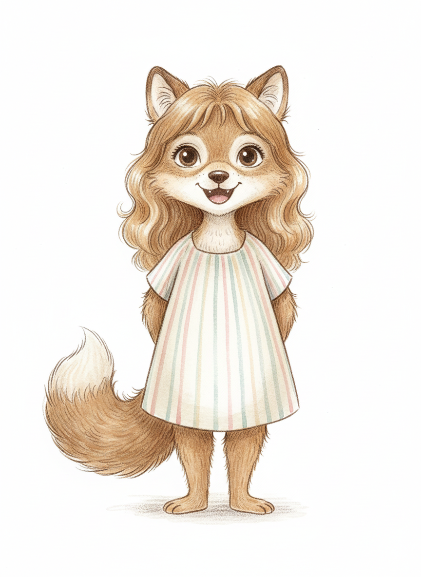 Mary the Fluffy Wolf - Gentle Pencil