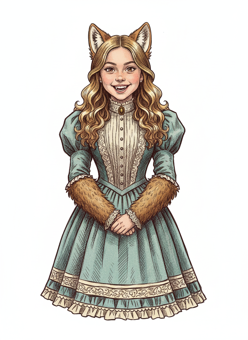 Mary the Fluffy Wolf - Victorian Illustration