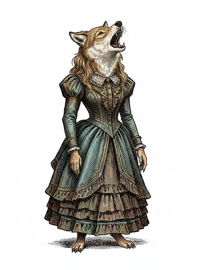 Mary's Wild Wolf Tale - Victorian Illustration