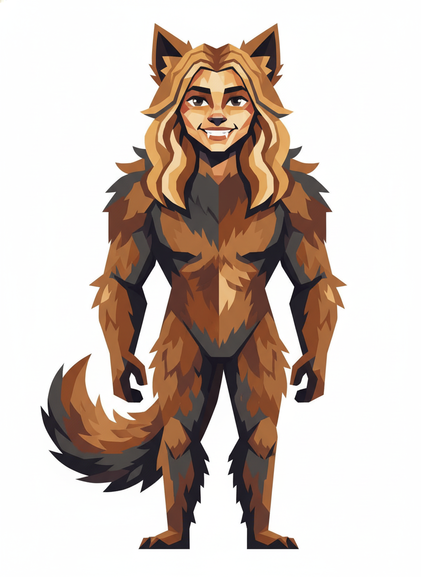 Mary the Fluffy Wolf - Cubist Painting