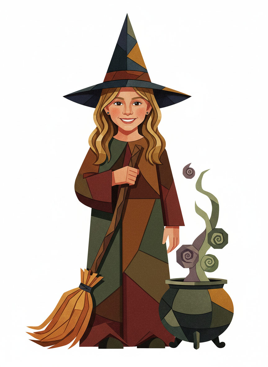 Mary the Witchling - Cubist Painting