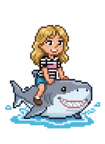 Mary's Shark Adventure 🌊 - Pixel Art