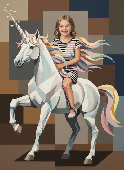 Mary's Unicorn Adventures 🌈 - Cubist Painting