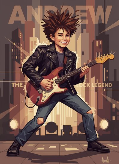 Andrew's Rock Star Dreams 🌟 - Cubist Painting