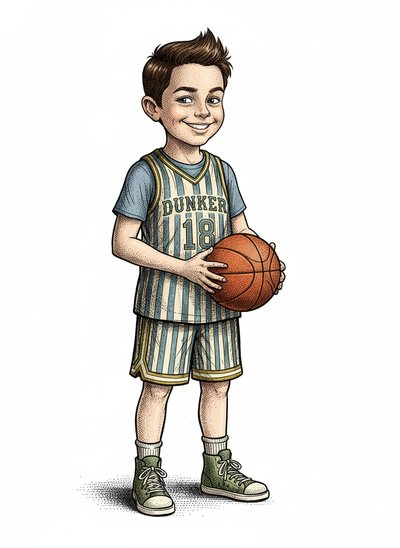 Andrew's Hoops Adventure 🏀 - Victorian Illustration
