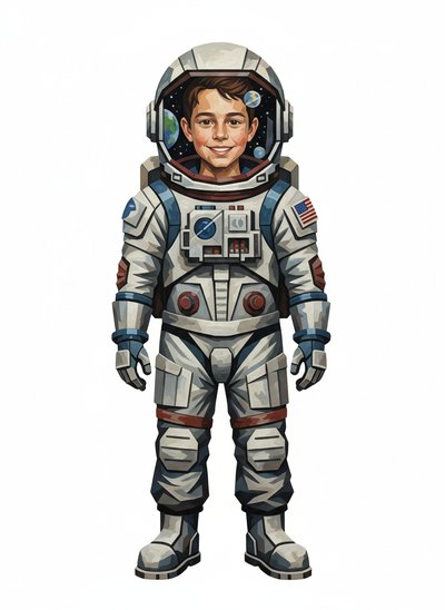 My Wee Lad's Astronaut Adventures 🚀 - Cubist Painting