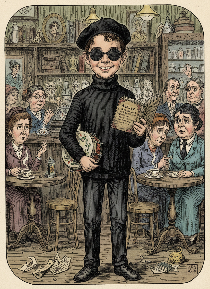 Andrew the Beatnik Bard - Victorian Illustration