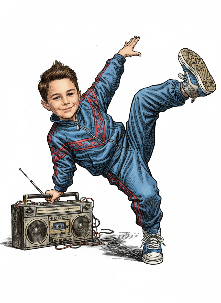 Andrew the Breakdance Star - Victorian Illustration
