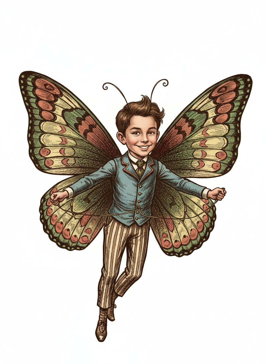 Andrew the Flutterby - Victorian Illustration