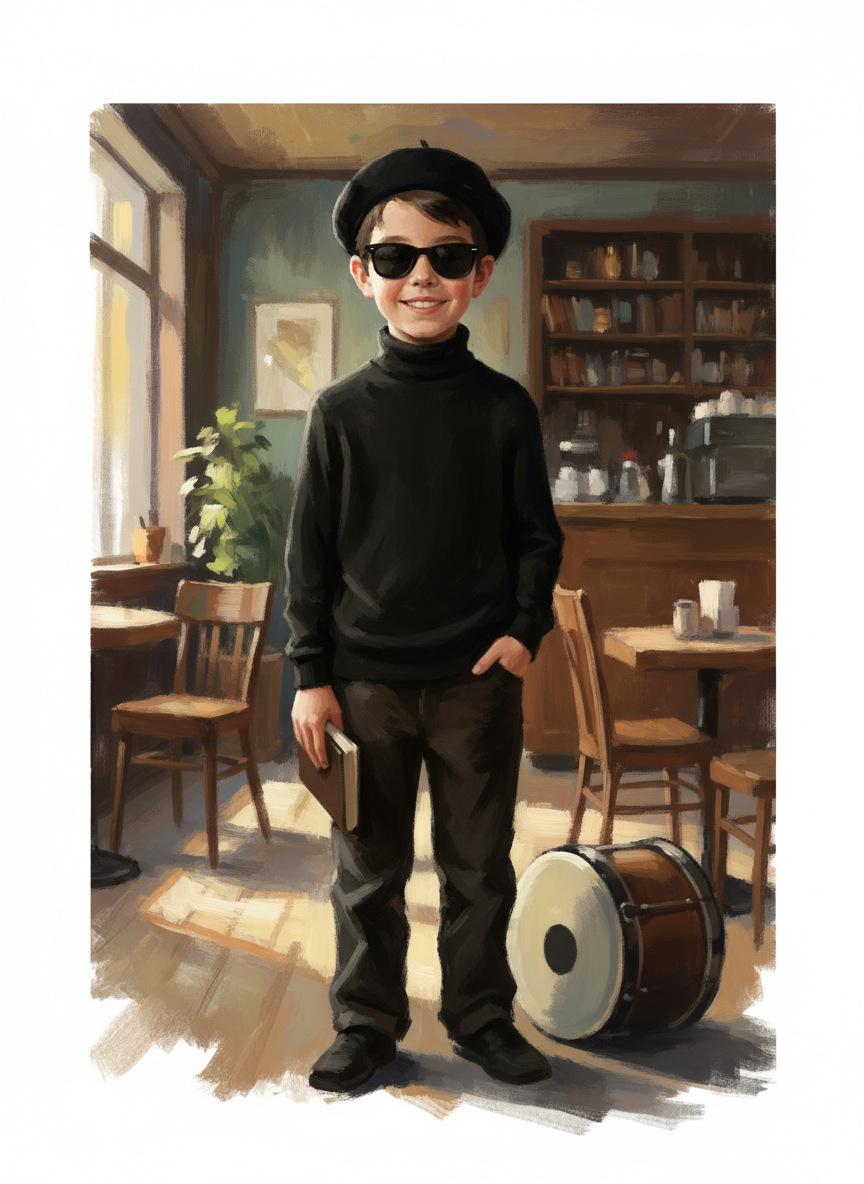 Andrew the Beatnik Bard - Impressionist Painting