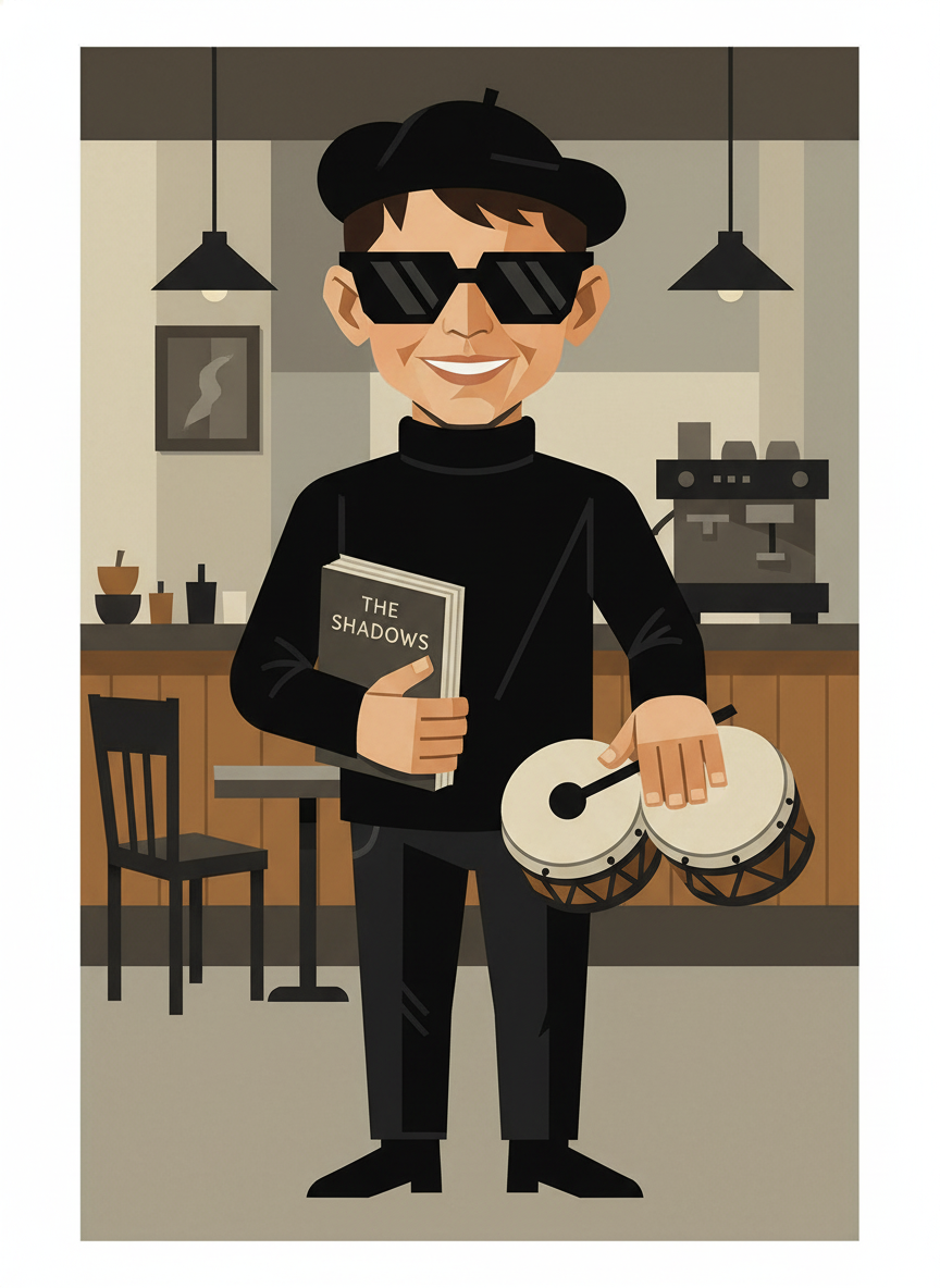 Andrew the Beatnik Bard - Cubist Painting