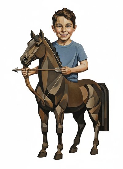 Andrew's Magical Centaur Adventure 🐴 - Cubist Painting