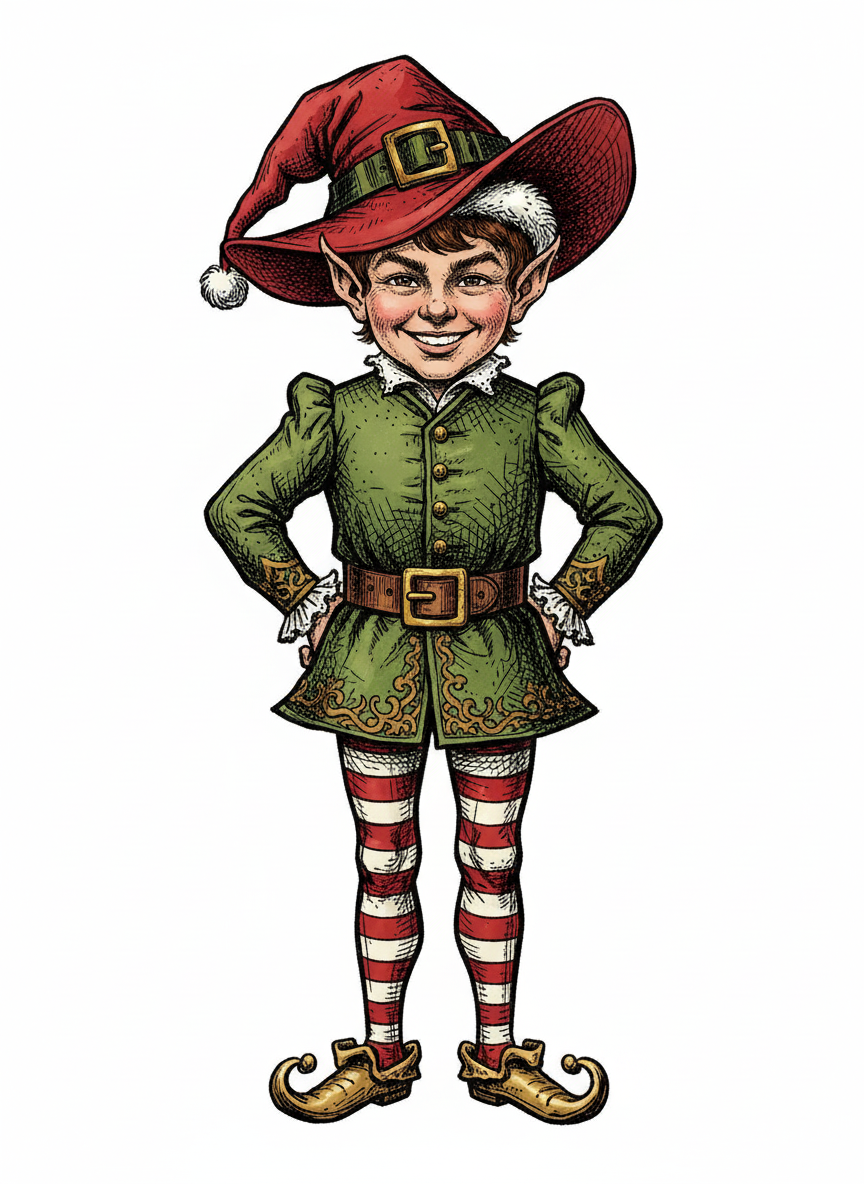 Andrew the Jolly Elf - Victorian Illustration