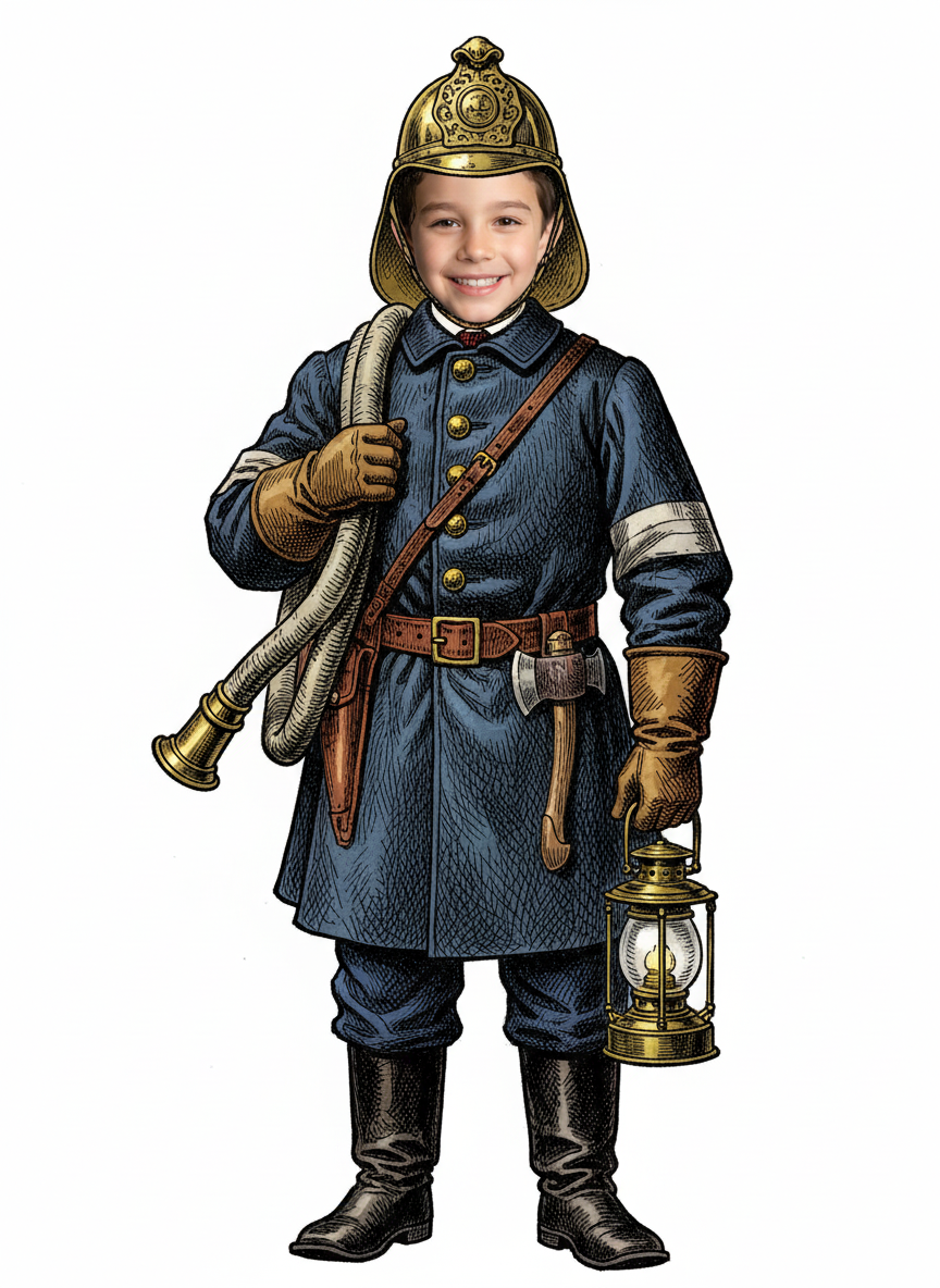 Brave Andrew the Firefighter - Victorian Illustration