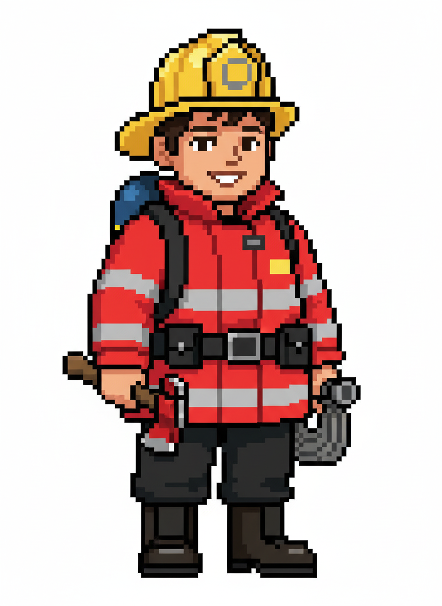 Brave Andrew the Firefighter - Pixel Art