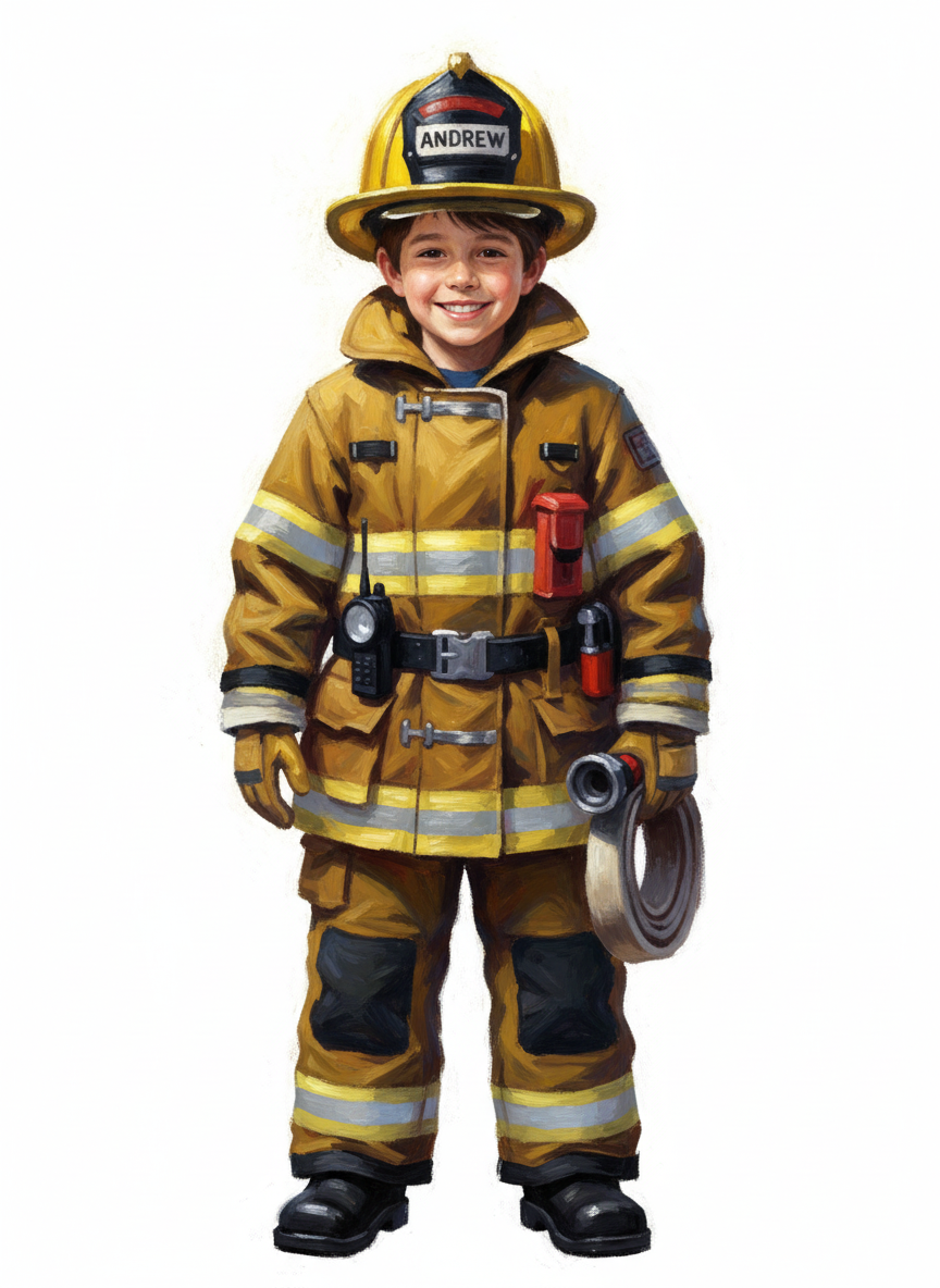 Brave Andrew the Firefighter - Impressionist Painting
