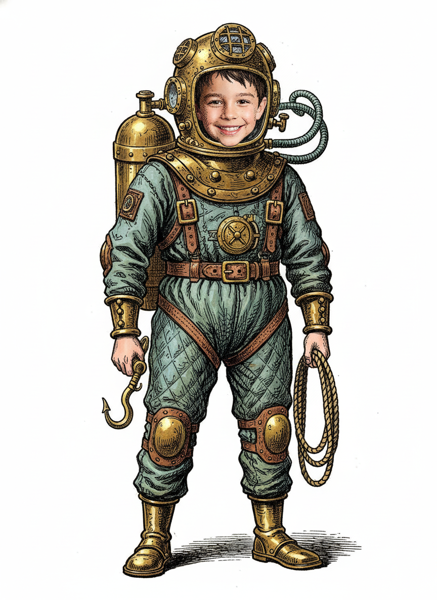 Andrew the Aqua Explorer - Victorian Illustration